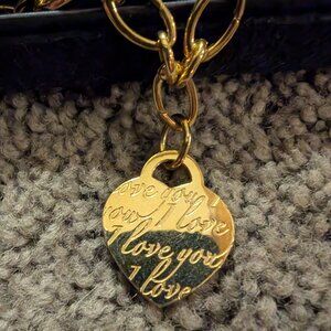 NEW Tiffany & Co Gold "I love you" Heart Bracelet